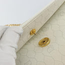 Christian Dior Honeycomb Canvas Chain Shoulder Bag PVC White Gold Auth BA6245-10