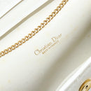 Christian Dior Honeycomb Canvas Chain Shoulder Bag PVC White Gold Auth BA6245-18
