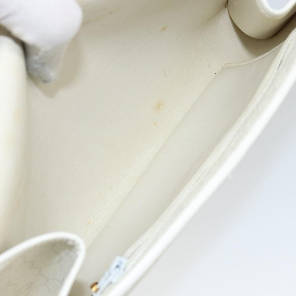 Christian Dior Honeycomb Canvas Chain Shoulder Bag PVC White Gold Auth BA6245