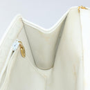 Christian Dior Honeycomb Canvas Chain Shoulder Bag PVC White Gold Auth BA6245-20