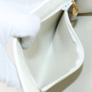 Christian Dior Honeycomb Canvas Chain Shoulder Bag PVC White Gold Auth BA6245-21