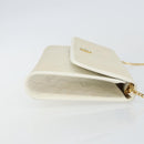 Christian Dior Honeycomb Canvas Chain Shoulder Bag PVC White Gold Auth BA6245-3