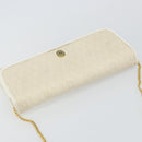 Christian Dior Honeycomb Canvas Chain Shoulder Bag PVC White Gold Auth BA6245-6