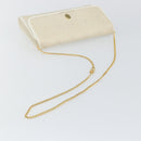 Christian Dior Honeycomb Canvas Chain Shoulder Bag PVC White Gold Auth BA6245-7