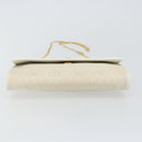 Christian Dior Honeycomb Canvas Chain Shoulder Bag PVC White Gold Auth BA6245-5