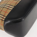 BURBERRY Nova Check Hand Bag Canvas Leather Black Gold Auth BA6246-10