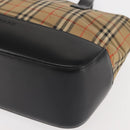 BURBERRY Nova Check Hand Bag Canvas Leather Black Gold Auth BA6246-13