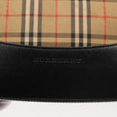 BURBERRY Nova Check Hand Bag Canvas Leather Black Gold Auth BA6246-14