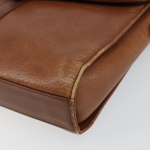 Burberrys Shoulder Bag Leather Brown Gold Auth BA6247