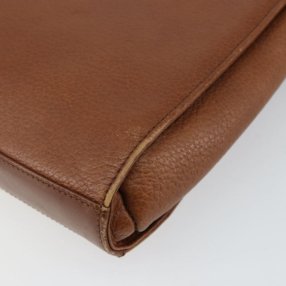 Burberrys Shoulder Bag Leather Brown Gold Auth BA6247