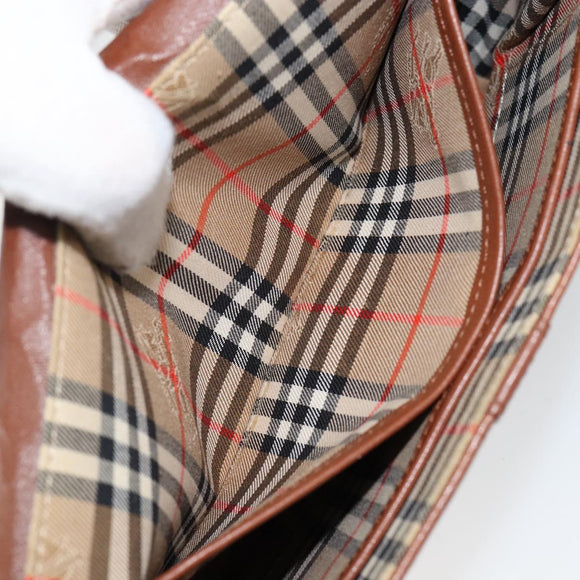 Burberrys Shoulder Bag Leather Brown Gold Auth BA6247