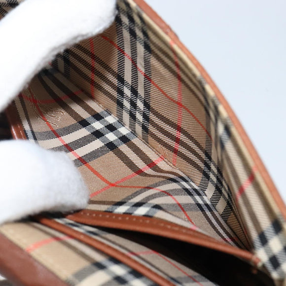 Burberrys Shoulder Bag Leather Brown Gold Auth BA6247