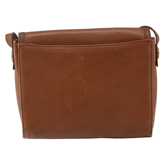 Burberrys Shoulder Bag Leather Brown Gold Auth BA6247