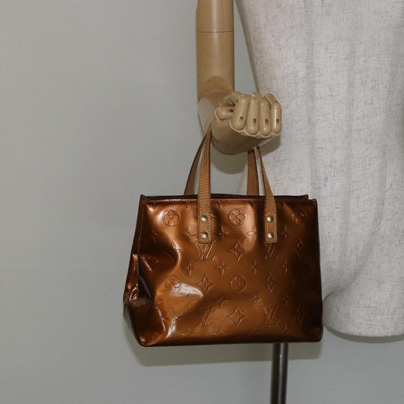 LOUIS VUITTON Monogram Vernis Reade PM Hand Bag Bronze M91146 LV Auth BA6257