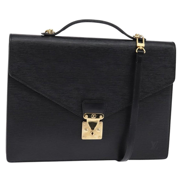 LOUIS VUITTON Epi Porte Documents Bandouliere Schwarz M54462 LV Auth BA6261