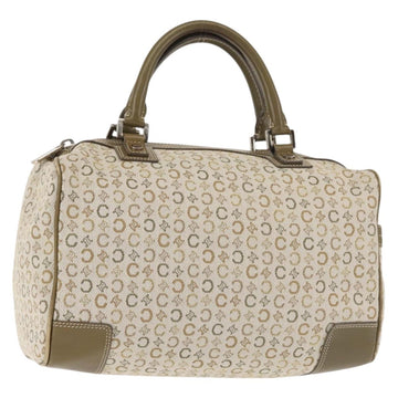 CELINE C Macadam Canvas Hand Bag Beige Silver Auth BA6265