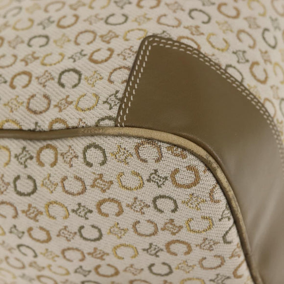 CELINE C Macadam Canvas Hand Bag Beige Silver Auth BA6265
