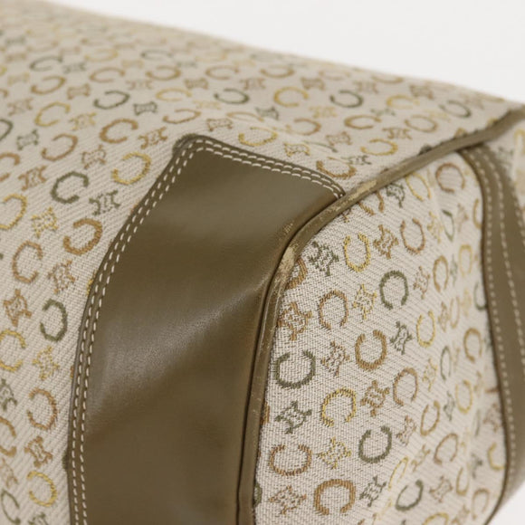 CELINE C Macadam Canvas Hand Bag Beige Silver Auth BA6265