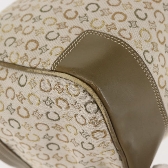 CELINE C Macadam Canvas Hand Bag Beige Silver Auth BA6265