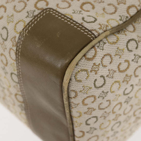 CELINE C Macadam Canvas Hand Bag Beige Silver Auth BA6265