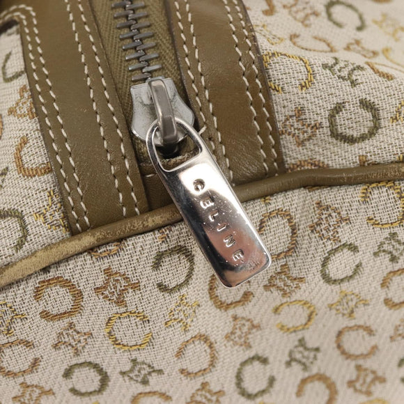 CELINE C Macadam Canvas Hand Bag Beige Silver Auth BA6265