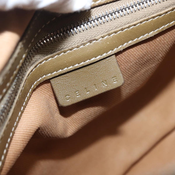 CELINE C Macadam Canvas Hand Bag Beige Silver Auth BA6265