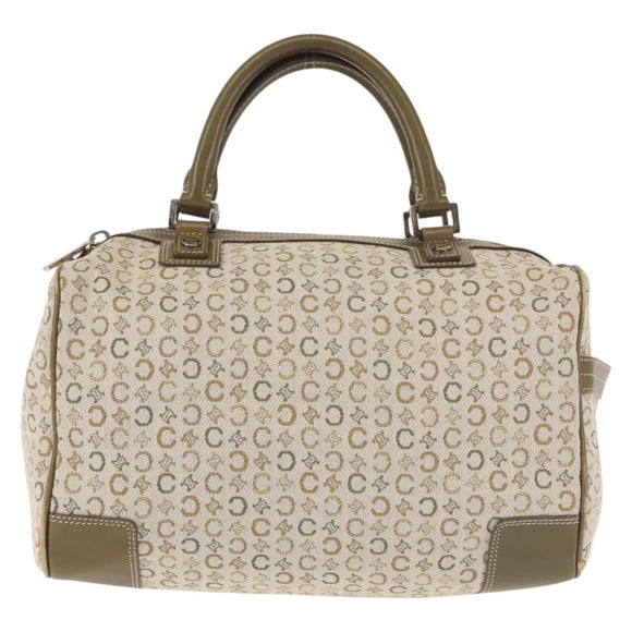 CELINE C Macadam Canvas Hand Bag Beige Silver Auth BA6265
