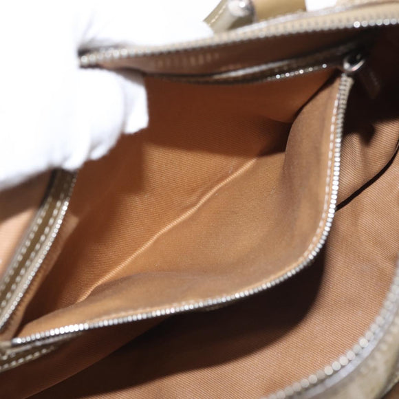 CELINE C Macadam Canvas Hand Bag Beige Silver Auth BA6265