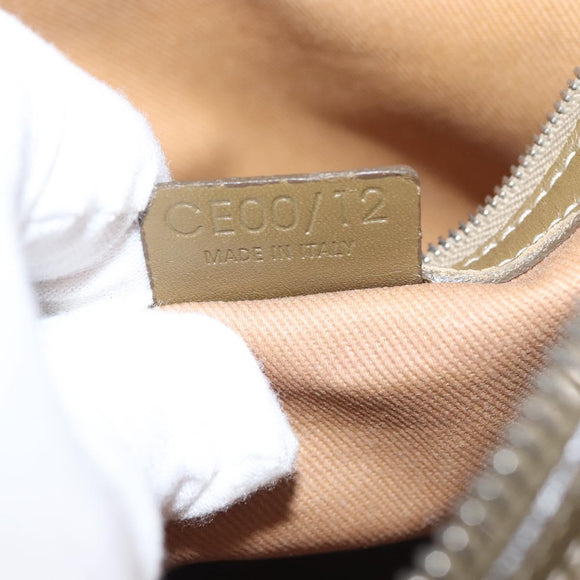 CELINE C Macadam Canvas Hand Bag Beige Silver Auth BA6265