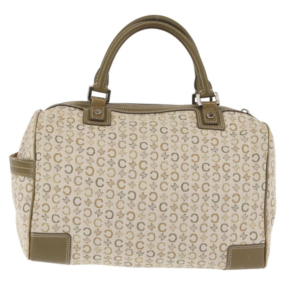 CELINE C Macadam Canvas Hand Bag Beige Silver Auth BA6265