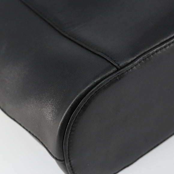 Gianni Versace Hand Bag Leather Black Gold Auth BA6268