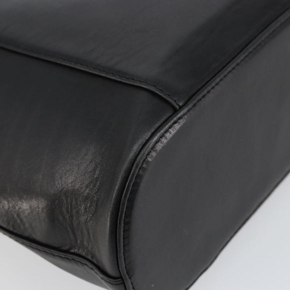 Gianni Versace Hand Bag Leather Black Gold Auth BA6268