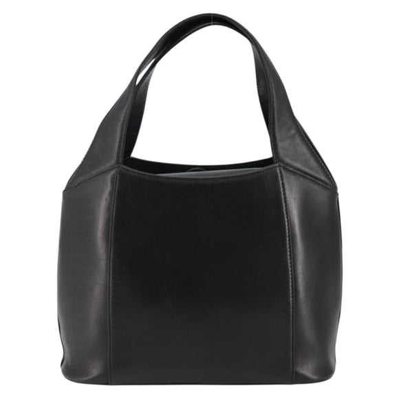 Gianni Versace Hand Bag Leather Black Gold Auth BA6268