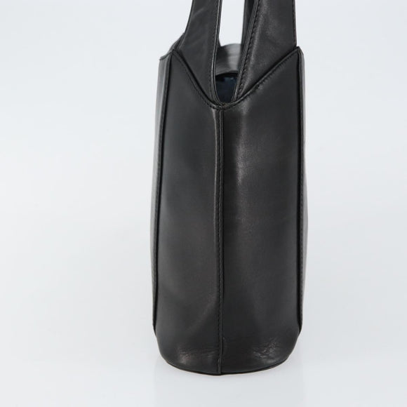 Gianni Versace Hand Bag Leather Black Gold Auth BA6268