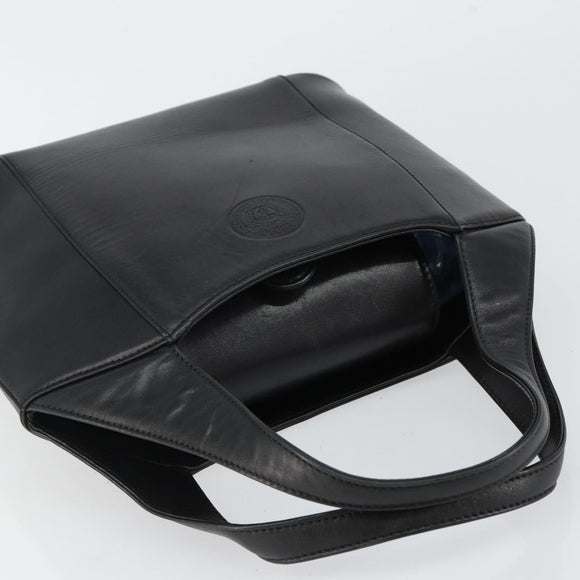 Gianni Versace Hand Bag Leather Black Gold Auth BA6268