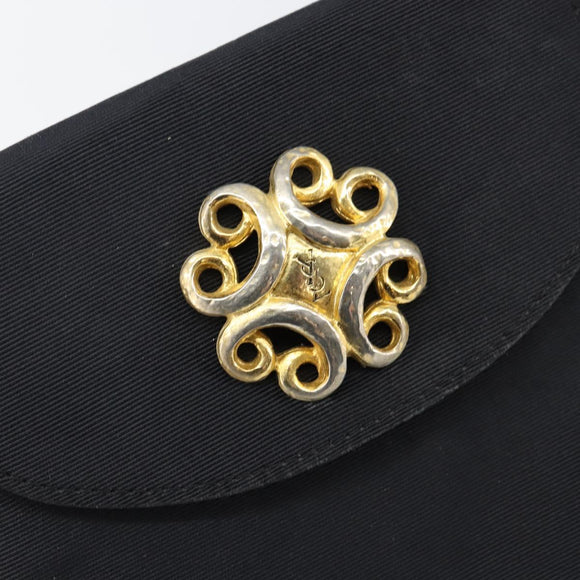 SAINT LAURENT Shoulder Bag Canvas Black Gold Auth BA6269