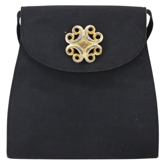 SAINT LAURENT Shoulder Bag Canvas Black Gold Auth BA6269