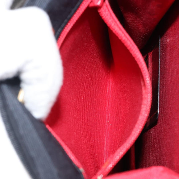 SAINT LAURENT Shoulder Bag Canvas Black Gold Auth BA6269