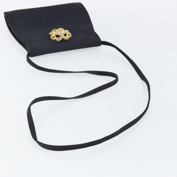 SAINT LAURENT Shoulder Bag Canvas Black Gold Auth BA6269