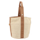 HERMES Sakso MM Hand Bag Canvas Beige Auth BA6270-1