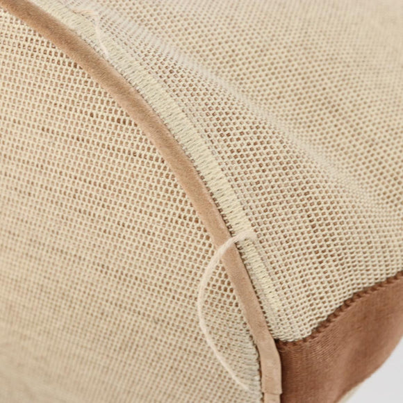 HERMES Sakso MM Hand Bag Canvas Beige Auth BA6270