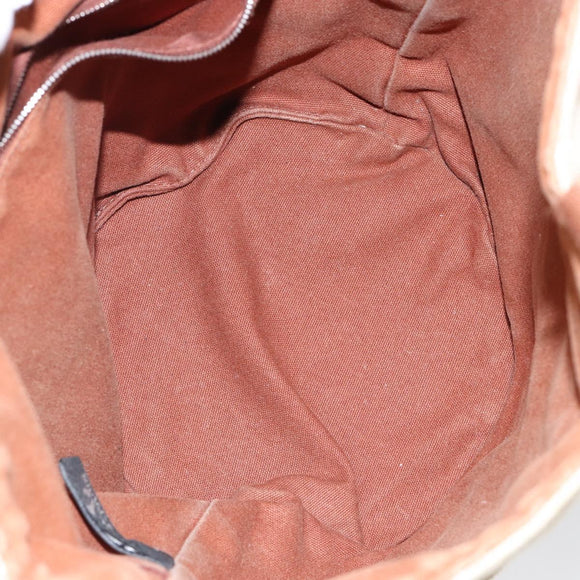 HERMES Sakso MM Hand Bag Canvas Beige Auth BA6270