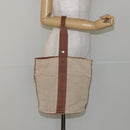 HERMES Sakso MM Hand Bag Canvas Beige Auth BA6270-20