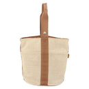 HERMES Sakso MM Hand Bag Canvas Beige Auth BA6270-2
