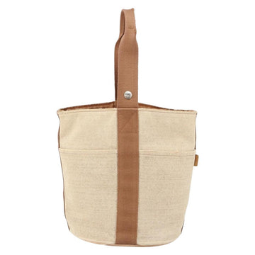 HERMES Sakso MM Hand Bag Canvas Beige Auth BA6270 - 0