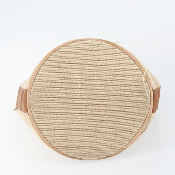 HERMES Sakso MM Hand Bag Canvas Beige Auth BA6270