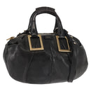 Chloe Etel Hand Bag Leather 2way Black Gold Auth BA6272-1