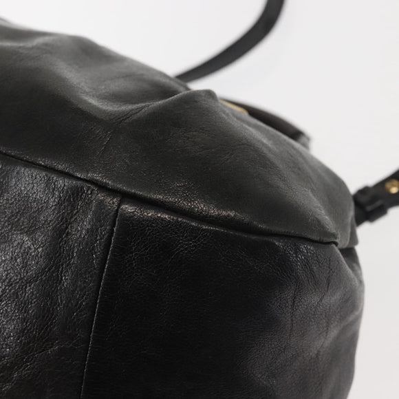 Chloe Etel Hand Bag Leather 2way Black Gold Auth BA6272
