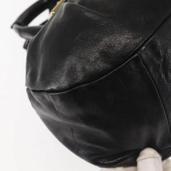 Chloe Etel Hand Bag Leather 2way Black Gold Auth BA6272