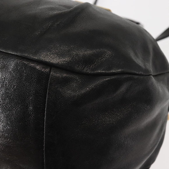 Chloe Etel Hand Bag Leather 2way Black Gold Auth BA6272